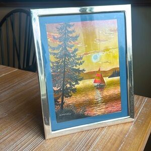 Vintage 70’s “The Silvery Fantasy" Gold Foil Etched Painting Artist E. Stephens.